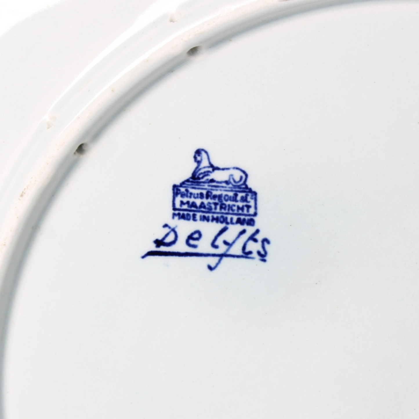 Large Hand-Painted Petrus Regout Decorative Plate with Winter Sleigh Scene