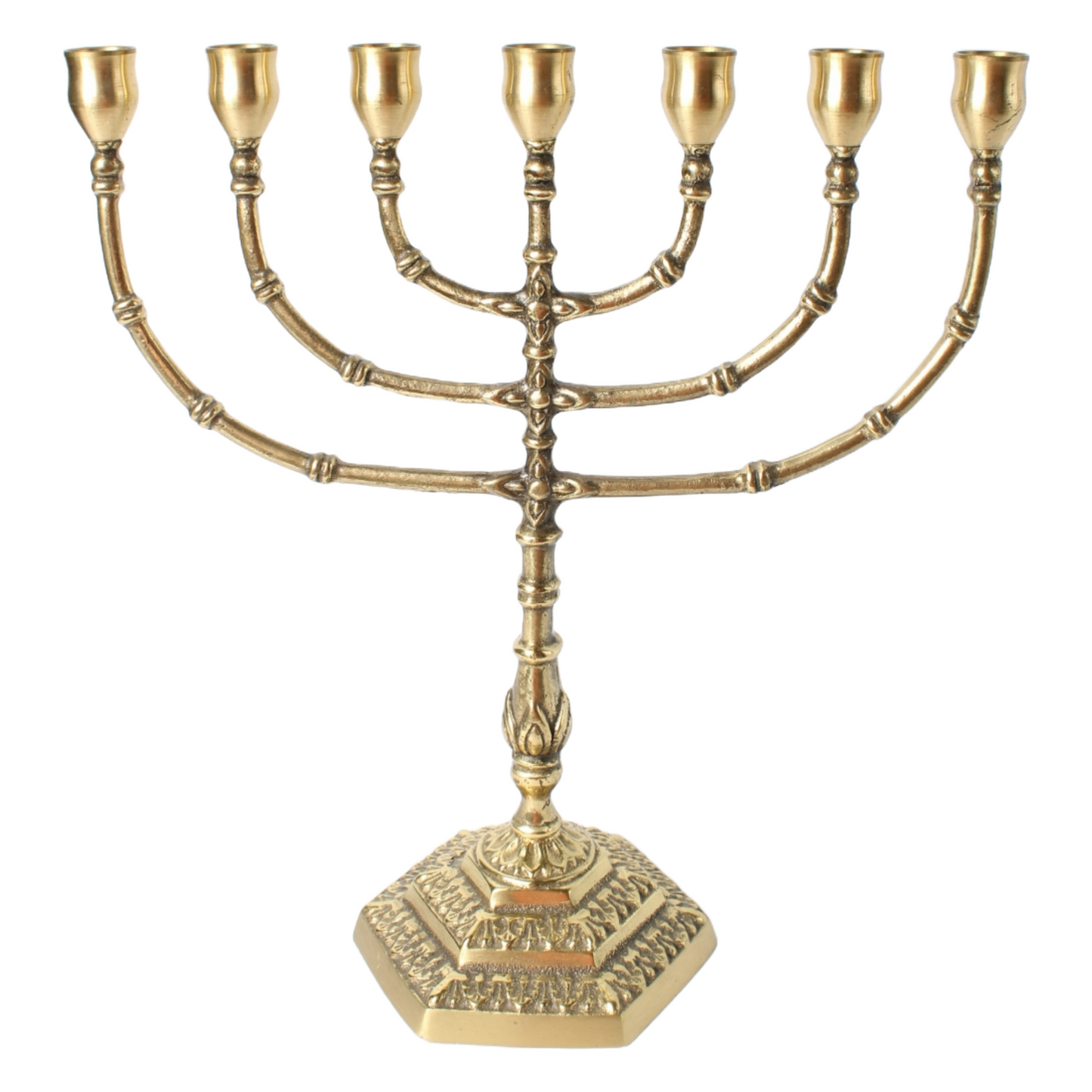 Antique Brass Menorah | Jewish Seven-Branched Candelabrum | Religious Judaica
