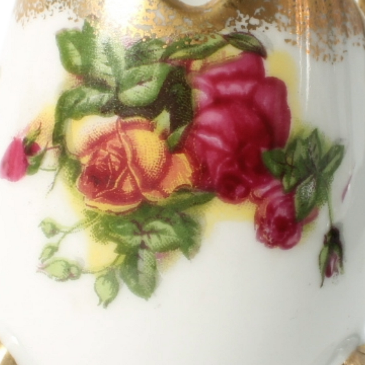 Vintage Saji Japan Fine China Rose Pattern Serving Set with Gold Trim - 4-Piece