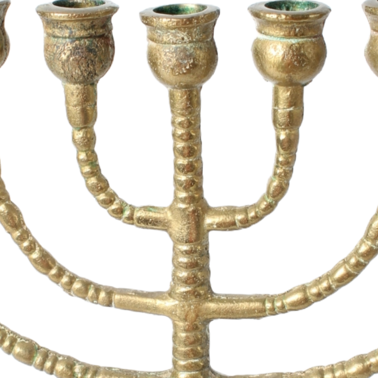 Antique brass menorah candelabrum | Jewish seven-branched candlestick |