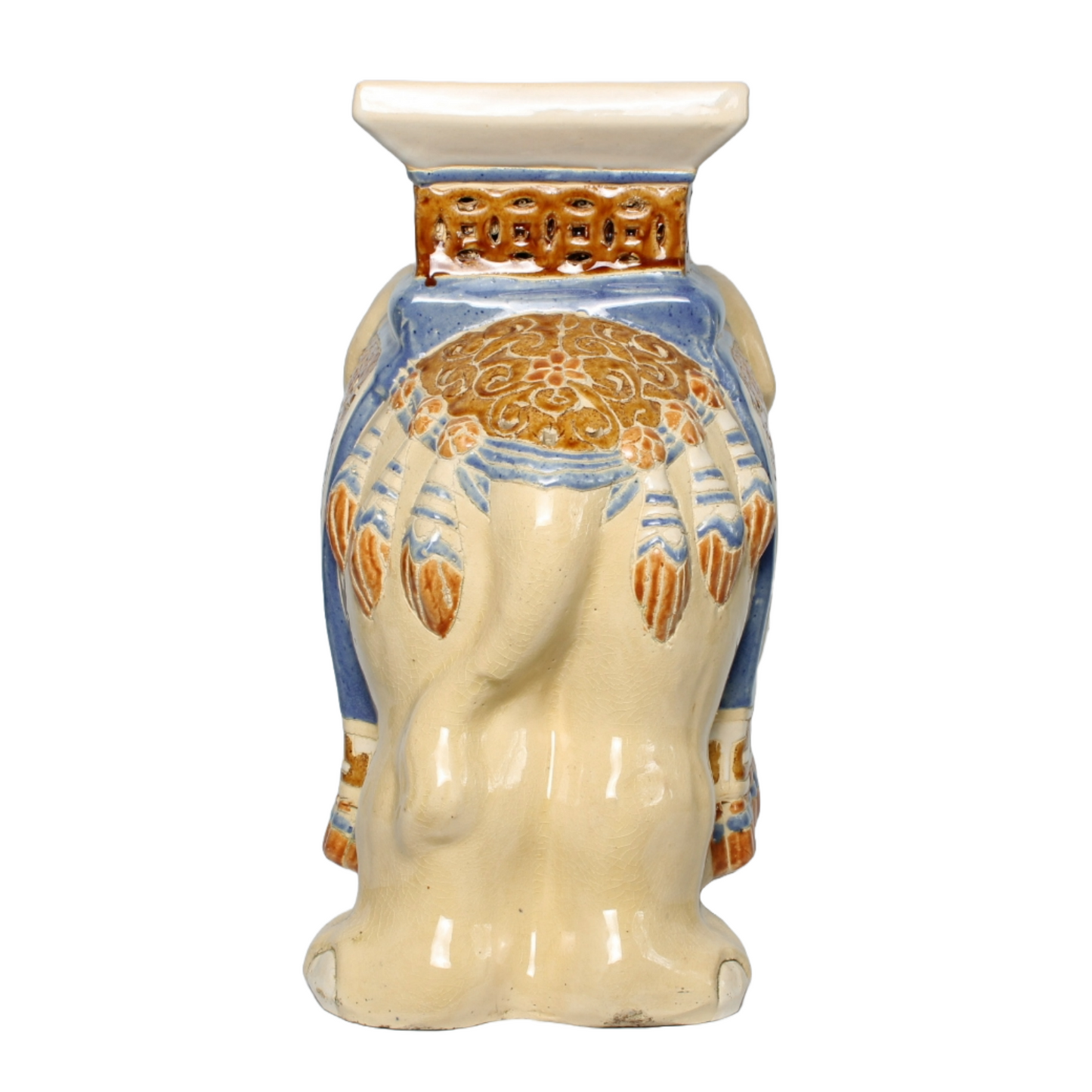 Unique Hand-Painted Ceramic XXL Elephant Plant Stand - Hollywood Regency Style