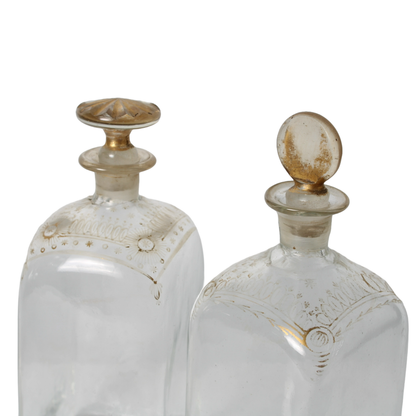 Antique Wooden Tantalus Liquor Box with Four Hand-Blown Decanters – ca. 1850