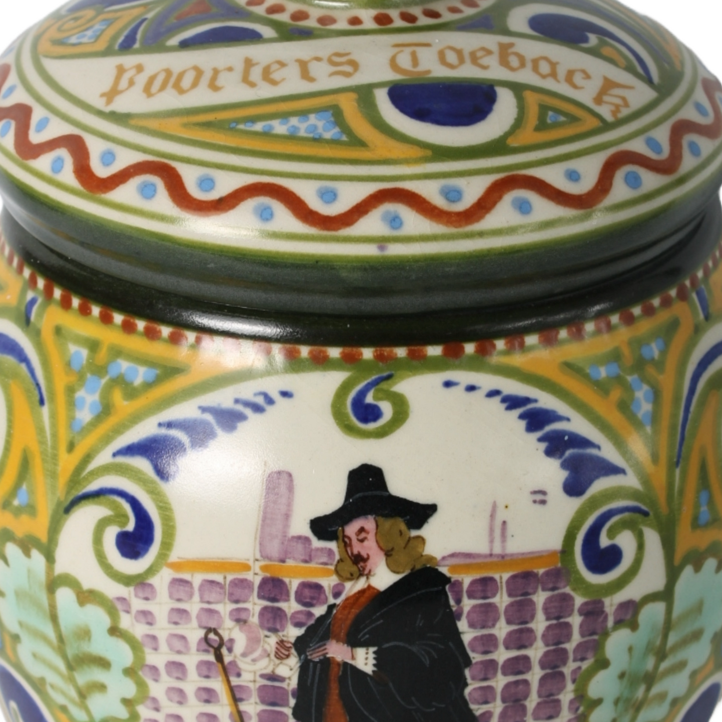 Antique Tobacco Jar Poorters Toeback | Ivura Gouda | Gouda pottery | Art Deco |