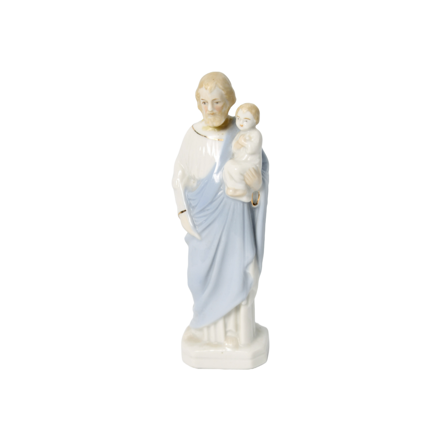 Hand-Painted Porcelain Saint Joseph Statue with Child Jesus - Dated 2006