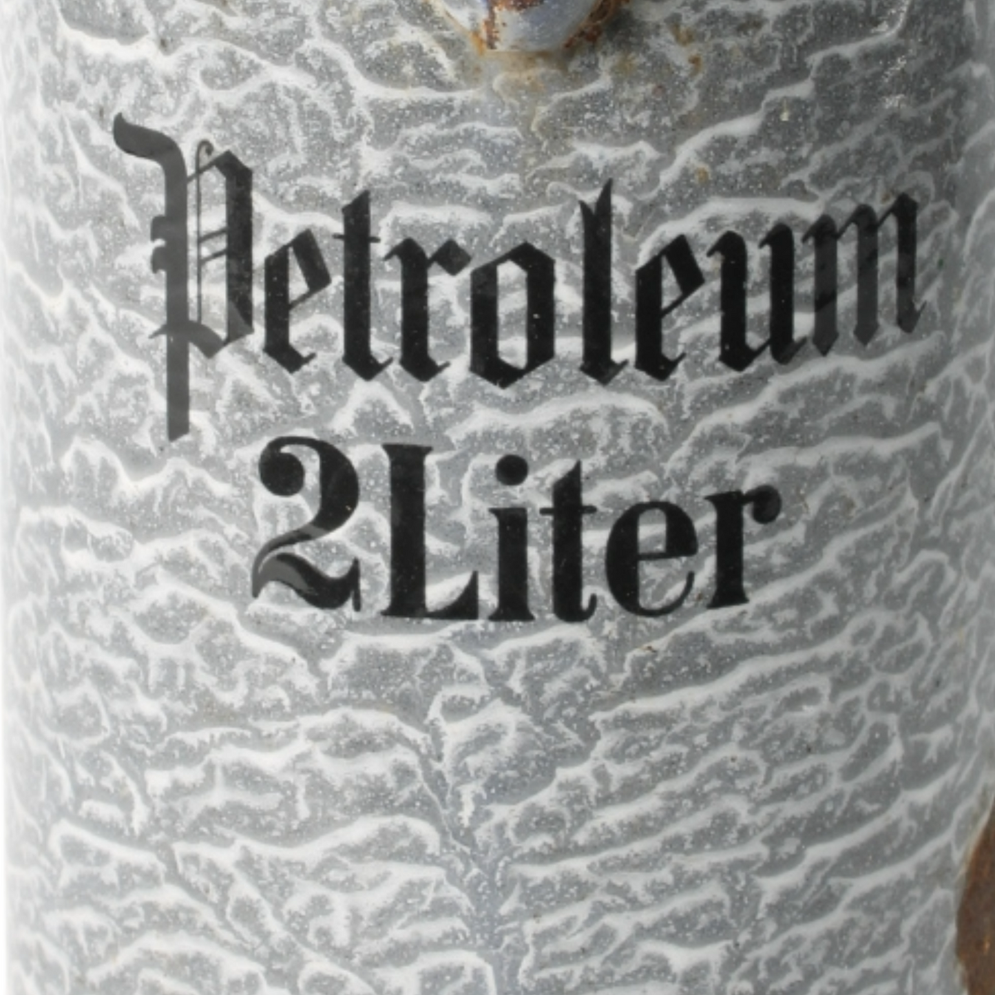 Vintage Enamel Petroleum Can 2 Liter, Gray Marbled Design, Early 20th Century