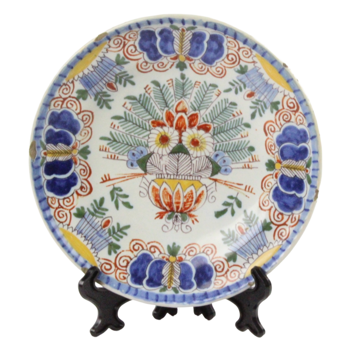 Antique Makkum Tichelaar Polychrome “Peacock” Wall Plate, 19th Century