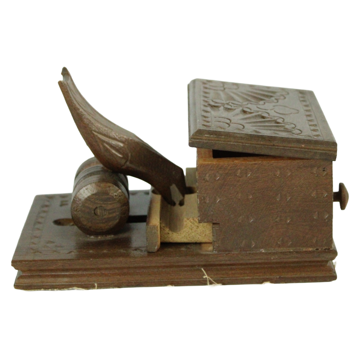 Antique Mechanical Wooden Cigarette Box / Table Dispenser (c. 1890–1930)