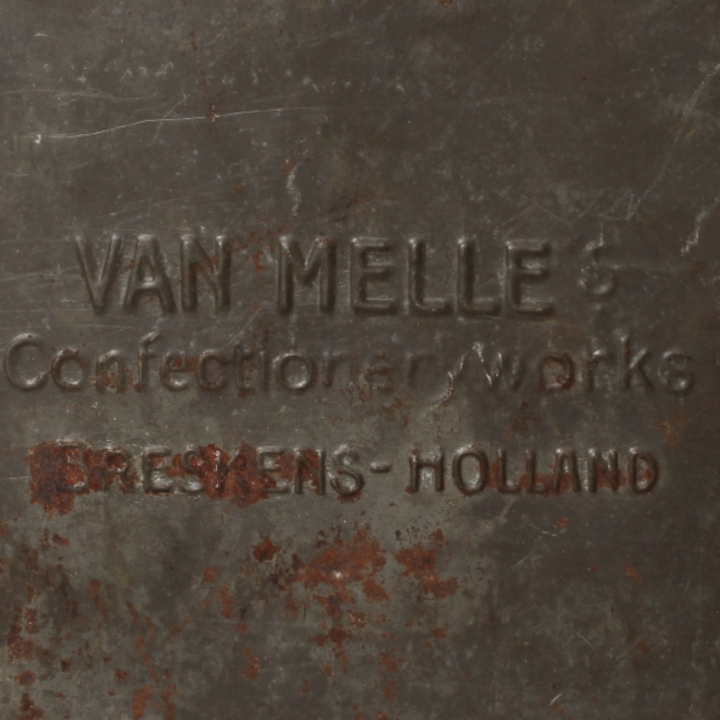 Zeldzaam antiek Van Melle reclameblik met exotische vogels – Breskens ca. 1920