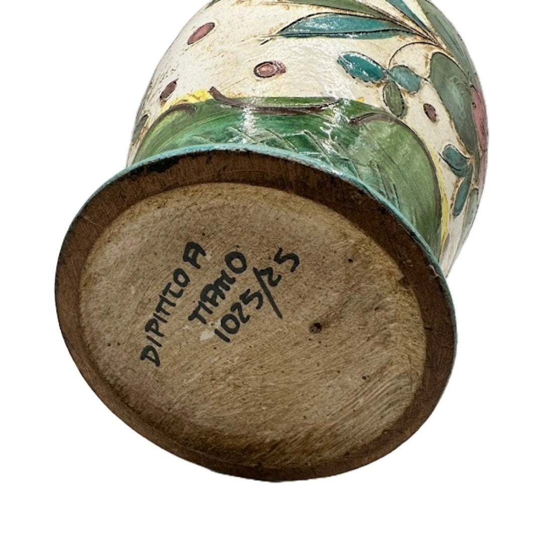 Prachtige Kleurrijke Dipinto a Mano Vaas uit de Jaren 40 - Vintage Italiaanse Schoonheid!