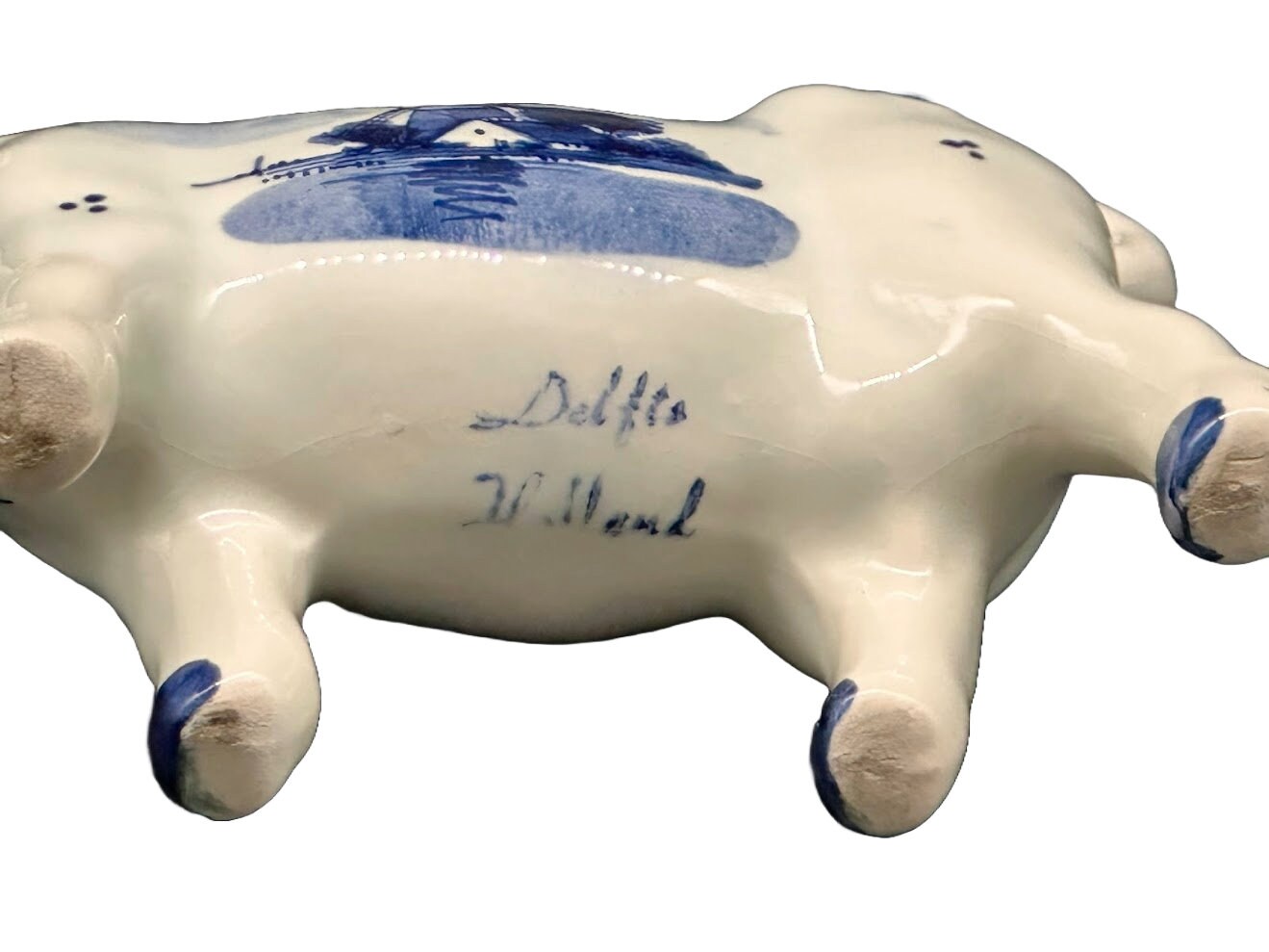 Delfts Blauw Melkkannetje in de Vorm van een Nederlandse Koe - 15 cm (5.91 inch) - Perfecte vintage conditie - Delft- Handgeschilderd