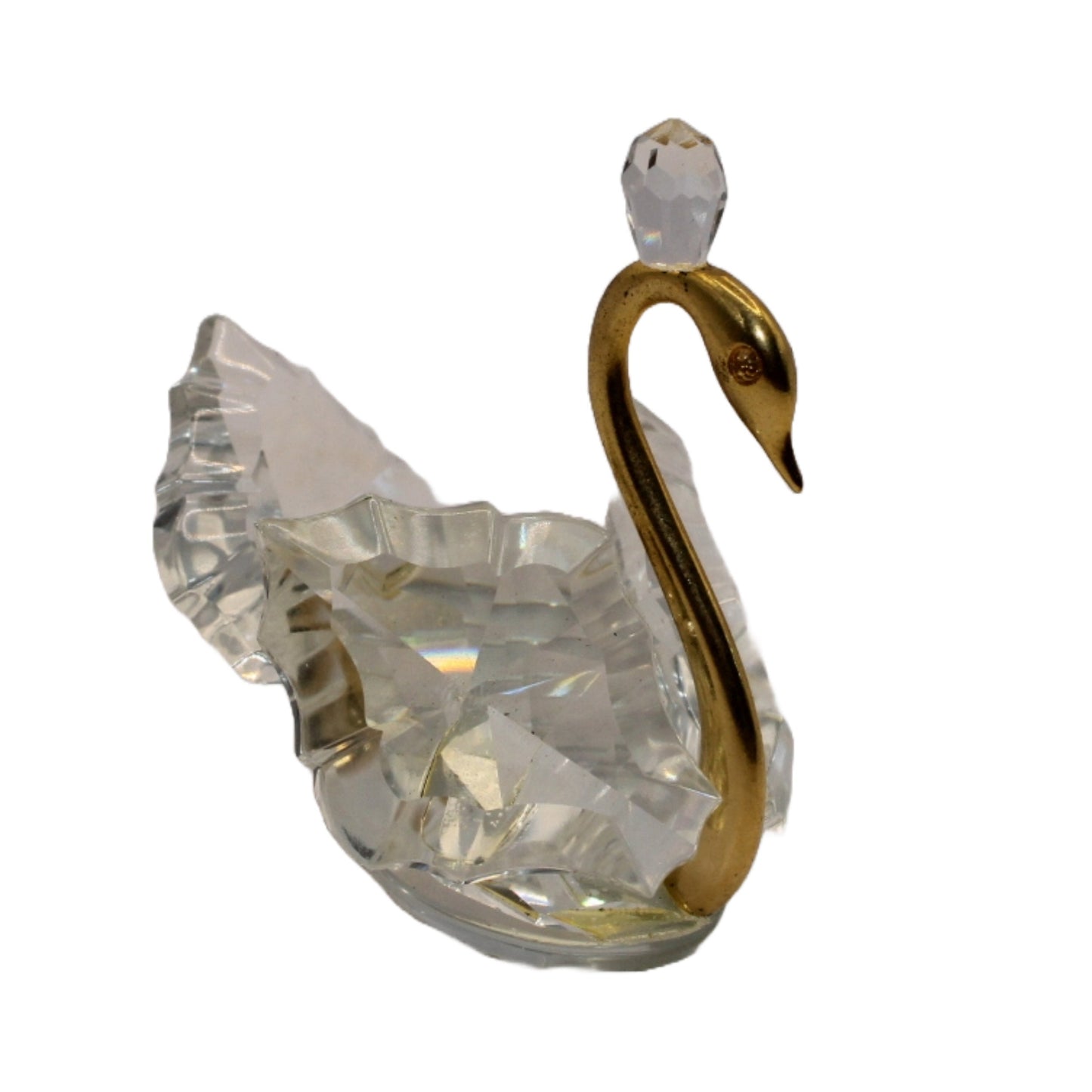 Exquise Kristallen Zwaan met Messing Net en Hoofd - 6 cm Hoog - Delicaat Verzamelobject - Gratis verzending