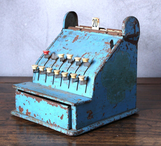 Unique Vintage Children's Cash Register from the 1950s - Authentic and Decorativ