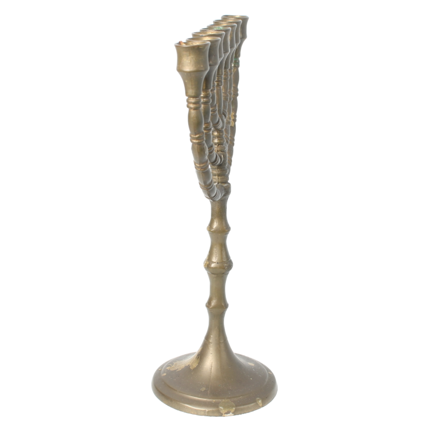 Vintage Brass 7-Arm Menorah from Israel, Judaica Candlestick, Jerusalem