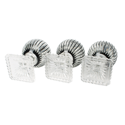 Bohemian Crystal Candle Lanterns, Set of 3, Czech Hand-Cut Glass