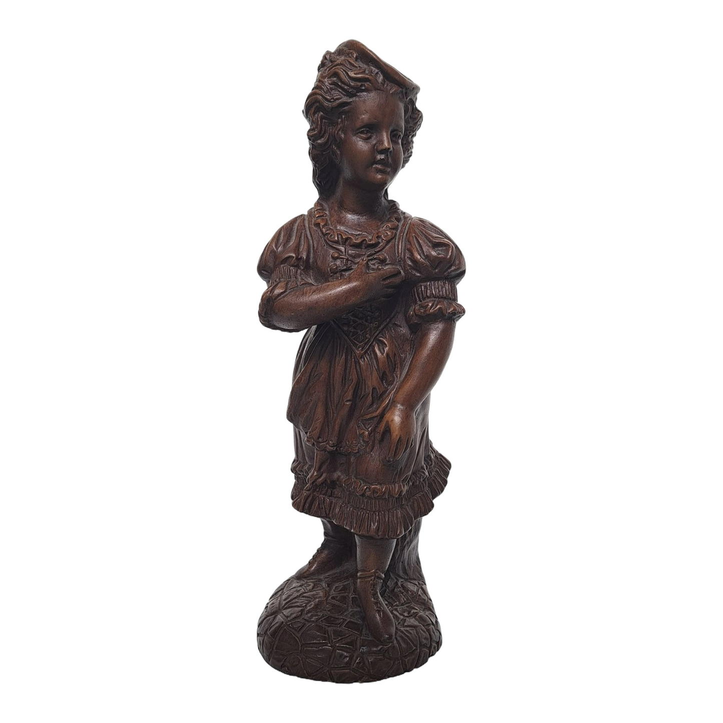 Decorative Statue of a Victorian-Dressed Girl - Signed - 28 cm Tall