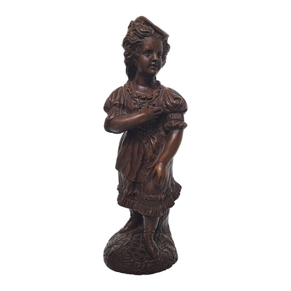Decorative Statue of a Victorian-Dressed Girl - Signed - 28 cm Tall