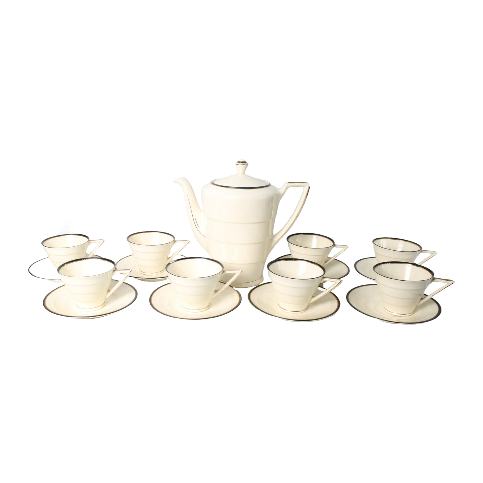 Vintage Mosa Maastricht Plateel Coffee/Tea Set, 11 Cups, 11 Saucers, 1930