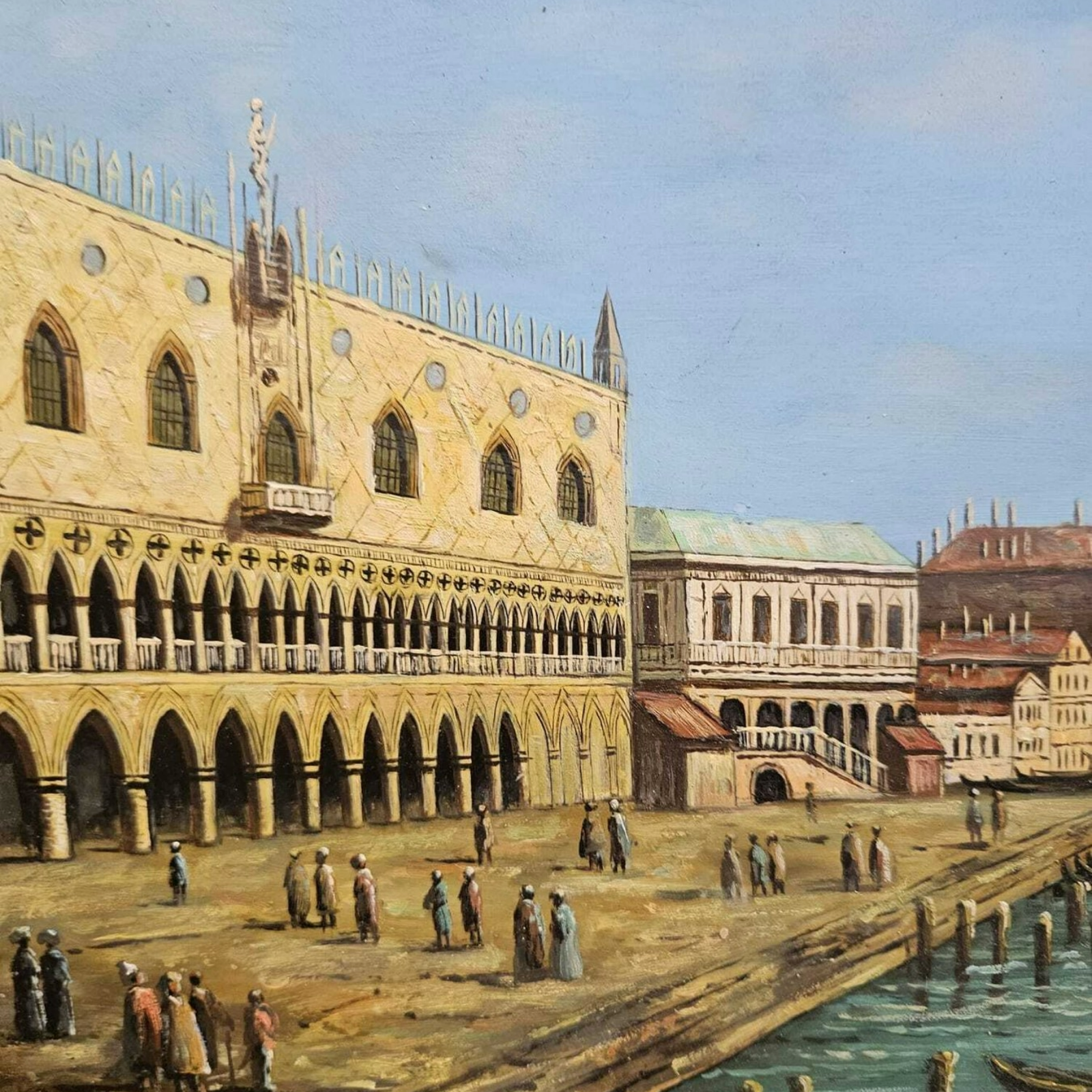 Hand-Painted Oil on Panel Painting of Venice Canal Grande by Aldo Marini, 1960s,