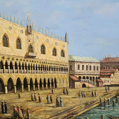 Hand-Painted Oil on Panel Painting of Venice Canal Grande by Aldo Marini, 1960s,