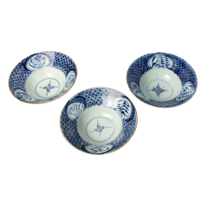 Rare Antique Chinese Klapmuts Bowls | Qing Dynasty Blue and White Porcelain