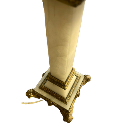 White Marble Lamp Base with Gilded Bronze Alloy - Circa 1900 - Working Order
