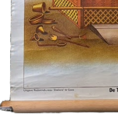 Antique Dutch Bible School Chart “The Tabernacle from Outside”