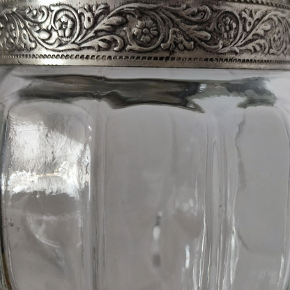 Vintage Silver-Plated Crystal Brandy Decanter, Gio Buton, Italy, Circa 1950-1960