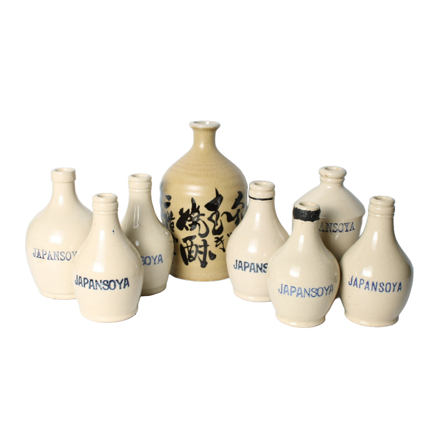 Vintage Japansoya Ceramic Bottles Set, Collectible Condiment Containers, 1880s