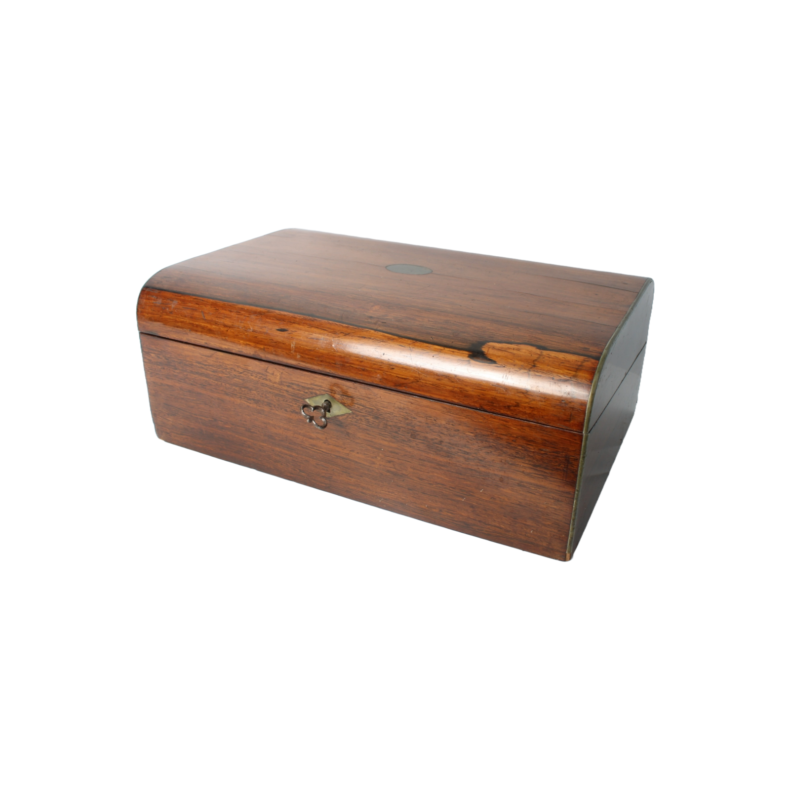 Antique Writing Slope – Wooden 19th Century Writing Box with Purple Velvet Inter