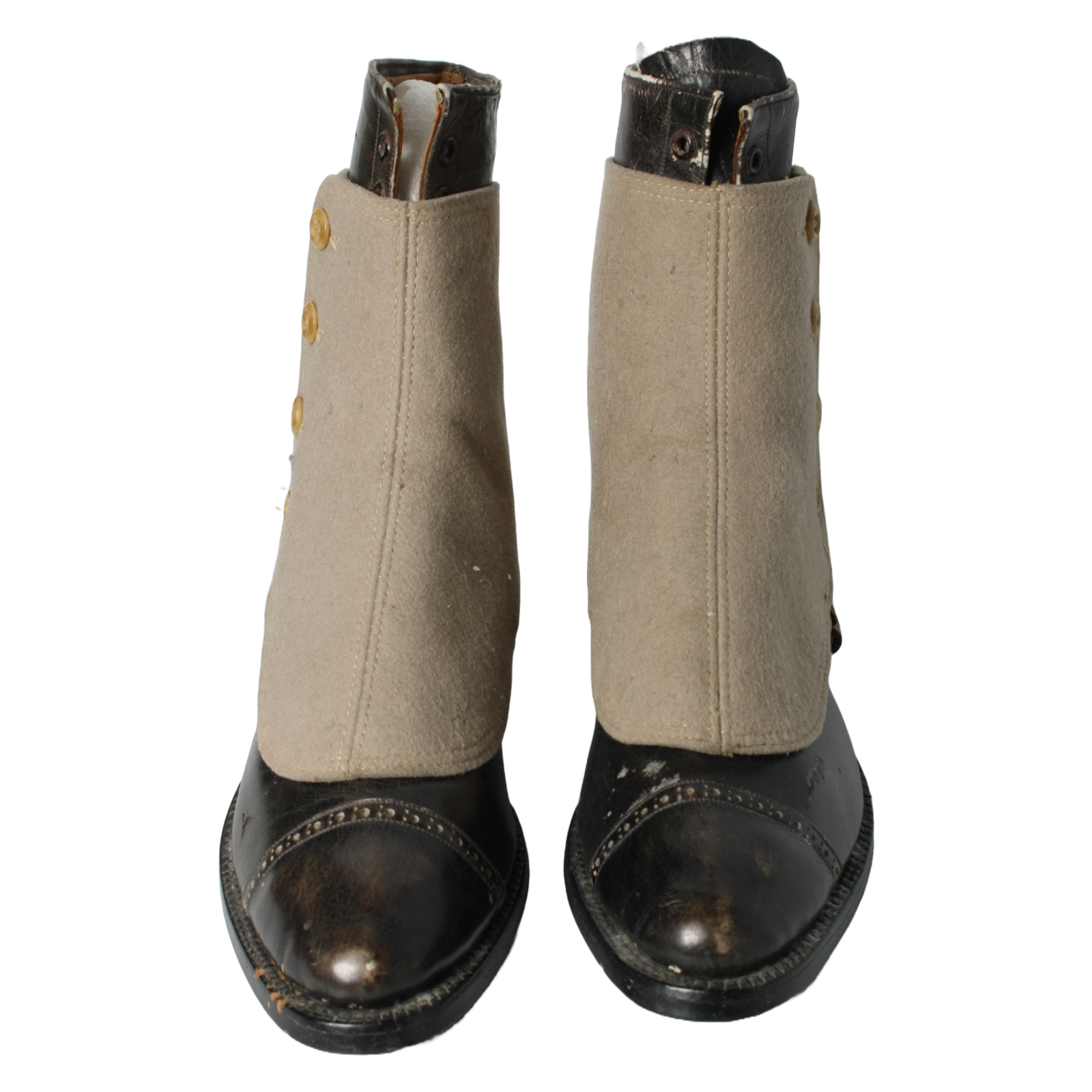 Antique Edwardian Ladies' Shoes | Original Fabric Spats | Size 2½