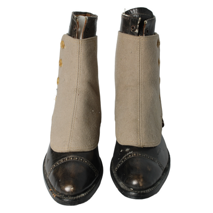 Antique Edwardian Ladies' Shoes | Original Fabric Spats | Size 2½