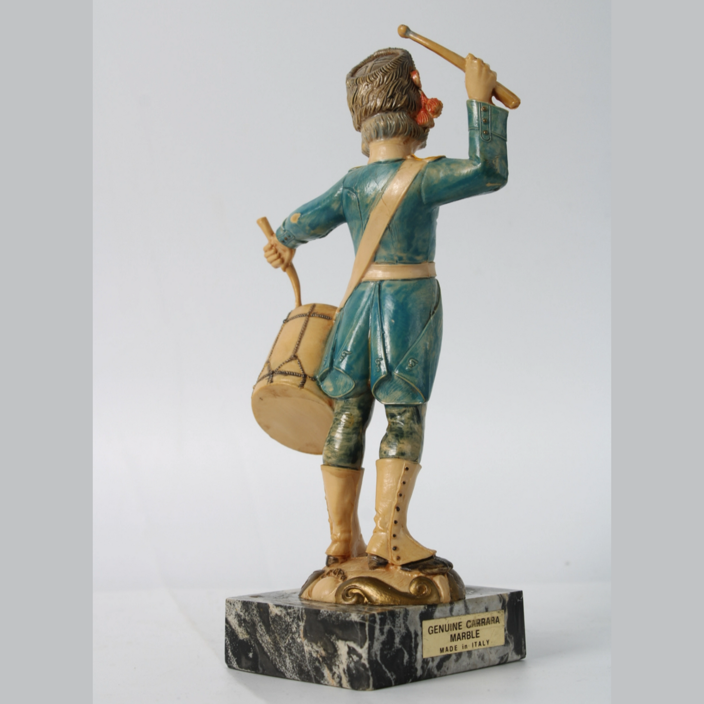 Hand-Painted Italian Soldier Figurine on Genuine Carrara Marble Base