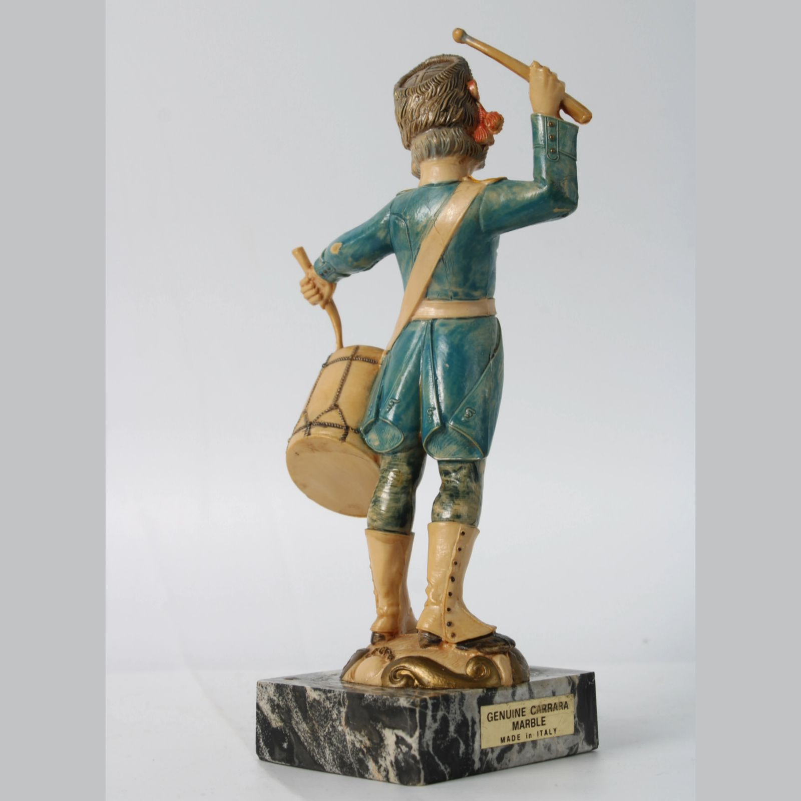 Hand-Painted Italian Soldier Figurine on Genuine Carrara Marble Base