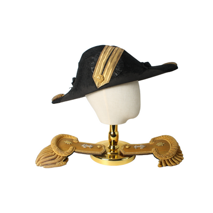 Antique Bicorne Hat and Epaulettes – US Navy Late 19th Century – Museum-Quality