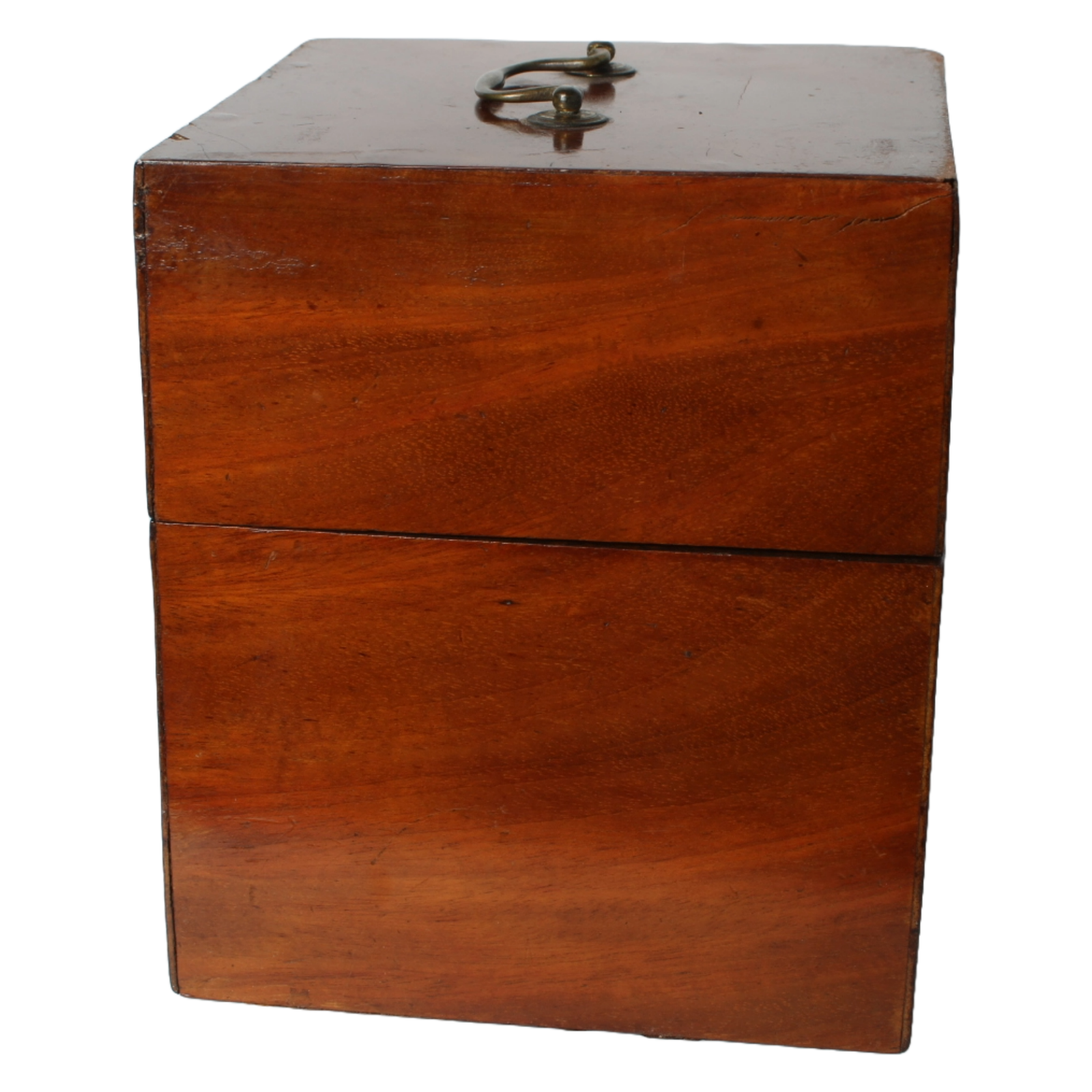 Antique Wooden Tantalus Liquor Box with Four Hand-Blown Decanters – ca. 1850
