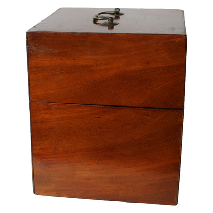 Antique Wooden Tantalus Liquor Box with Four Hand-Blown Decanters – ca. 1850