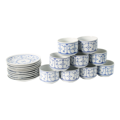 Vintage Jäger Eisenberg Blau Saks coffee set, 9 cups and 10 saucers, hand-painte