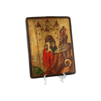 Hand-Painted Orthodox Icon from Romania, Resurrection of Lazarus, 20th Century,