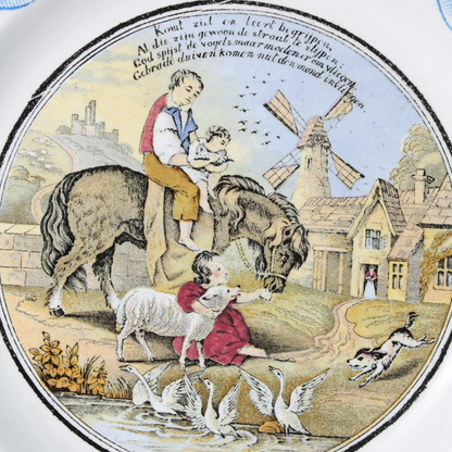 Antique P. Regout Maastricht Plate "Lievelingen", Hand-Painted Rural Scene