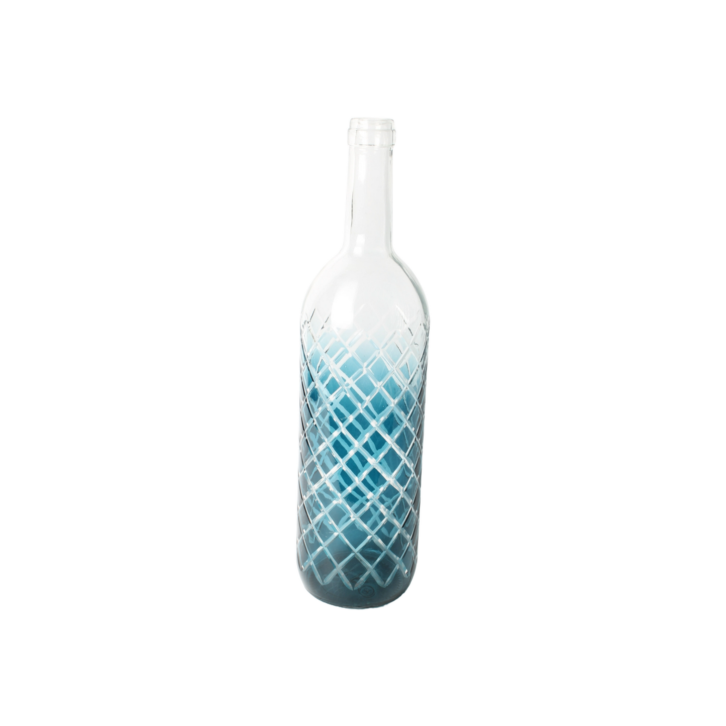 Blue Decorative Bottle | Glassware with Blue Gradient and Lattice Pattern |
