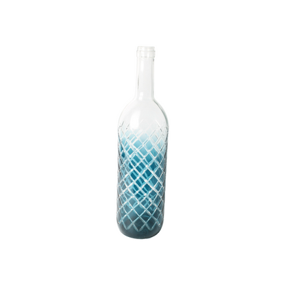 Blue Decorative Bottle | Glassware with Blue Gradient and Lattice Pattern |