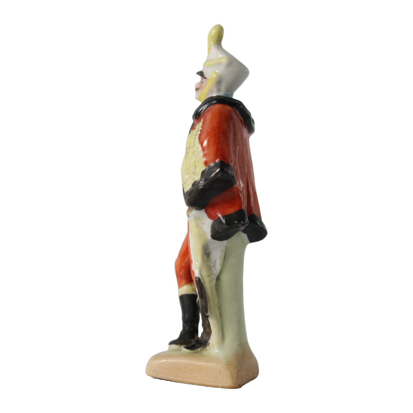 Antique Porcelain Cavalry Trumpeter Figurine in Colorful 19th Century Uniform,