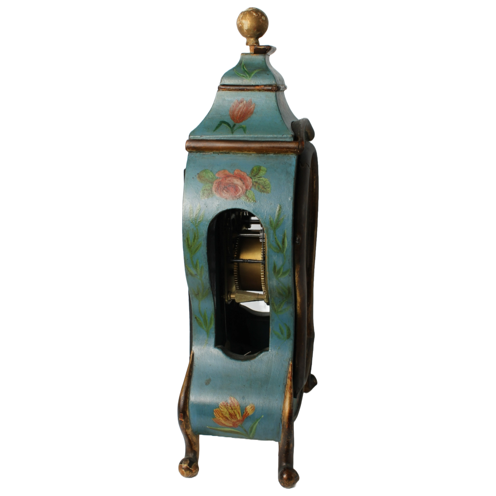 Antique Neuchâteloise Mantel Clock | Hand-Painted Wooden Timepiece ca. 1800 |