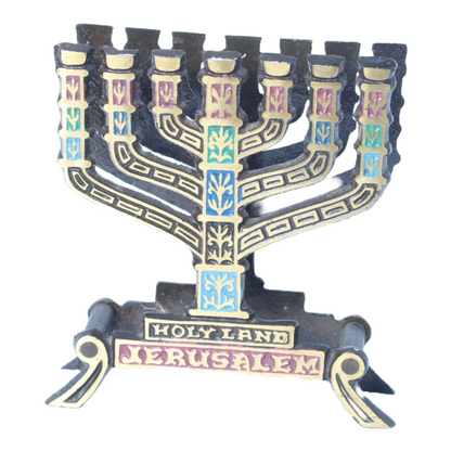 Vintage Judaica Menorah Napkin Holder, Handmade in Israel, 1950s