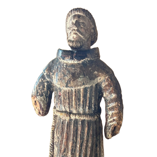 Rare 17th Century Spanish Colonial Wooden Statue of Saint Francis of Assisi