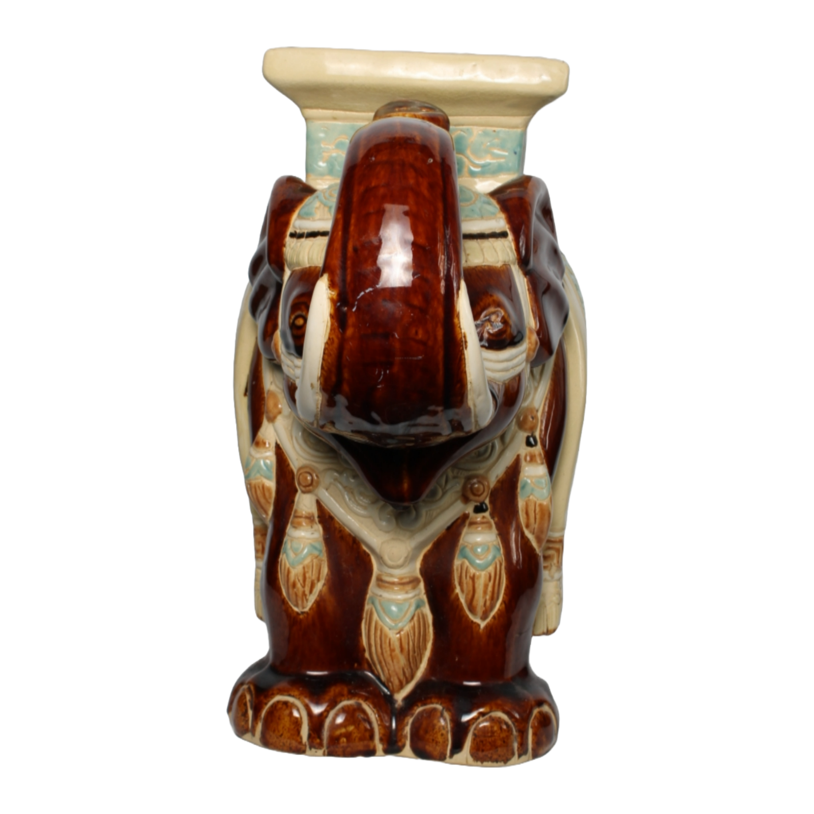 Unique Hand-Painted Ceramic XXL Elephant Plant Stand - Hollywood Regency Style