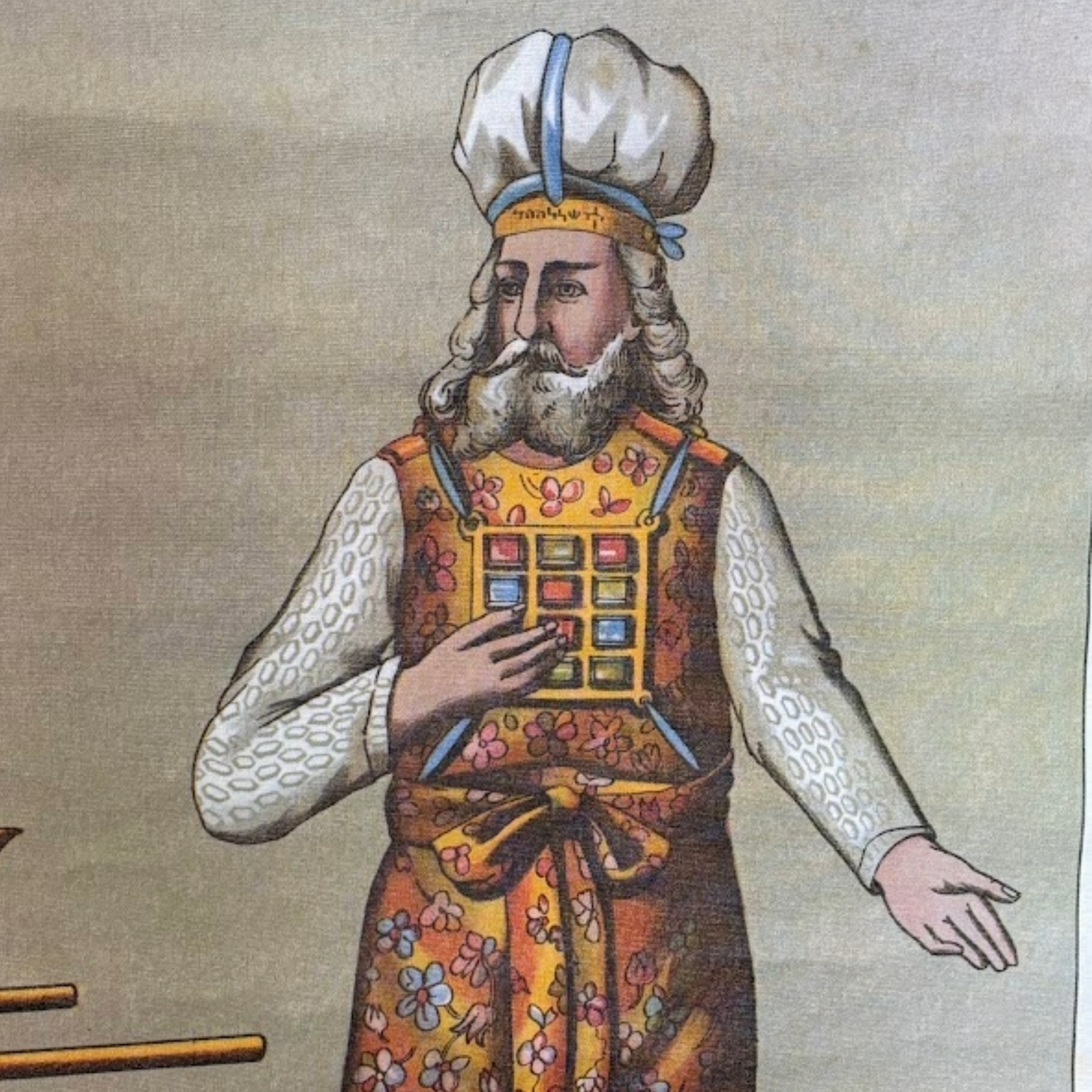 Antique School Chart “Priests and Incense Altar”
