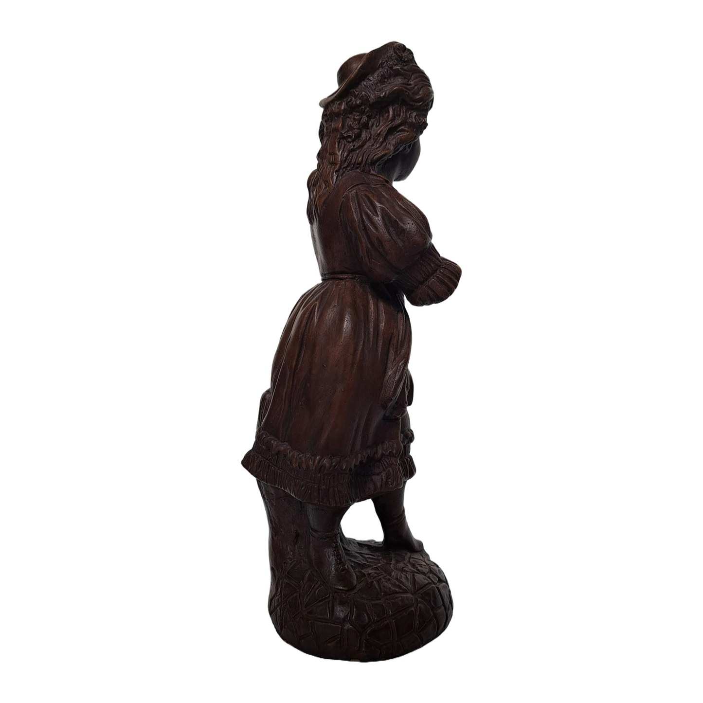 Decorative Statue of a Victorian-Dressed Girl - Signed - 28 cm Tall