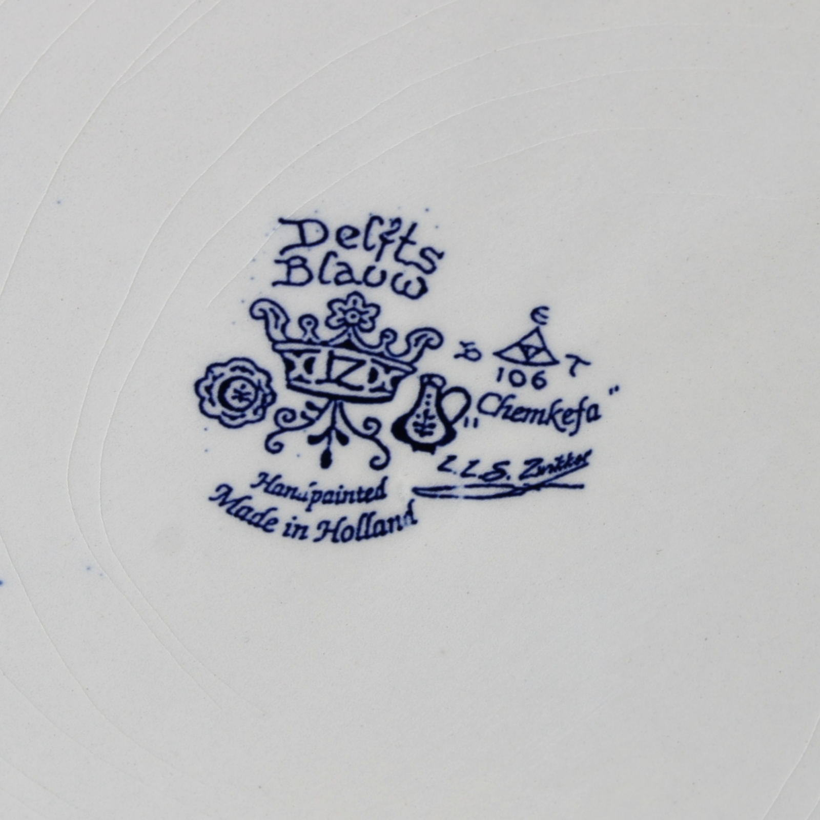 Authentic Chemkefa Delft Blue Hand-Painted Wall Plate, Dutch Winter Scene