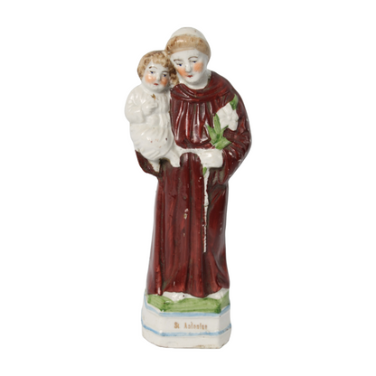 Vintage Ceramic Saint Anthony of Padua Statue with Christ Child - Dated 1995